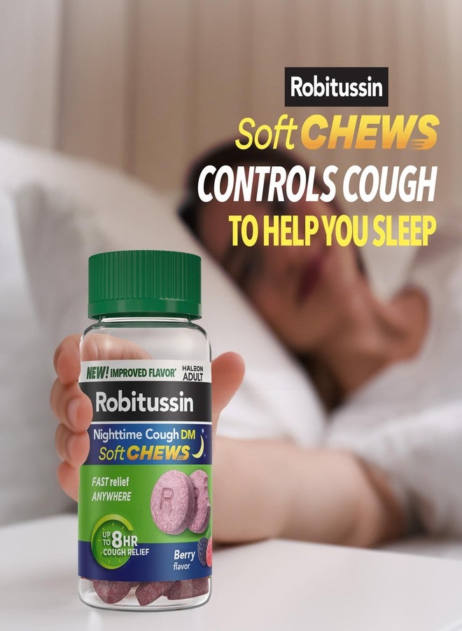 Robitussin Soft Chews, Nighttime Cough DM, Adult Formula, Berry Flavor, 20ct Chewable Tablets - Image 3